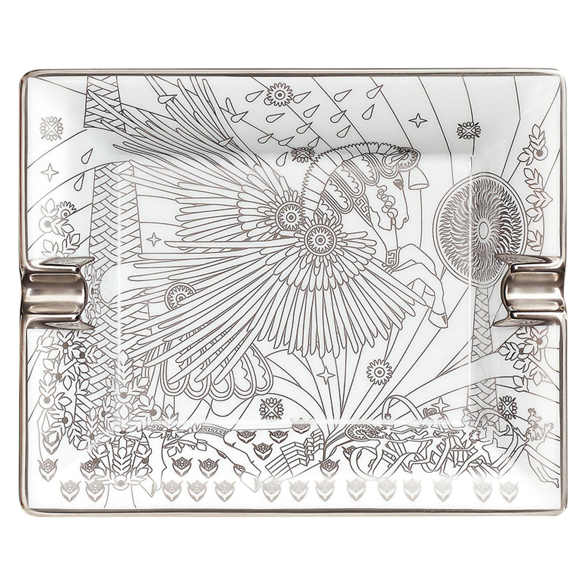 Hermes Ashtray La Source de Pegase Silver Limoges Porcelain New w/Box