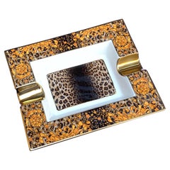 Vintage Hermès Ashtray with Floral and Gold Decoration, Hermès, France, 1980s