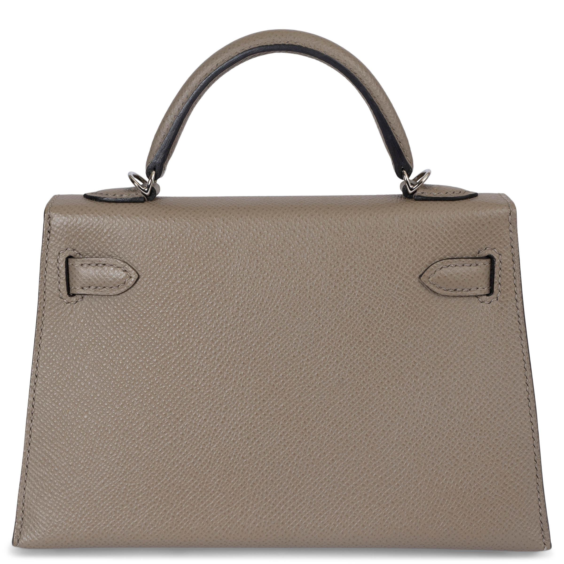 Gray HERMES Aspahlt grey Epsom leather MINI KELLY 20 SELLIER Bag Phw