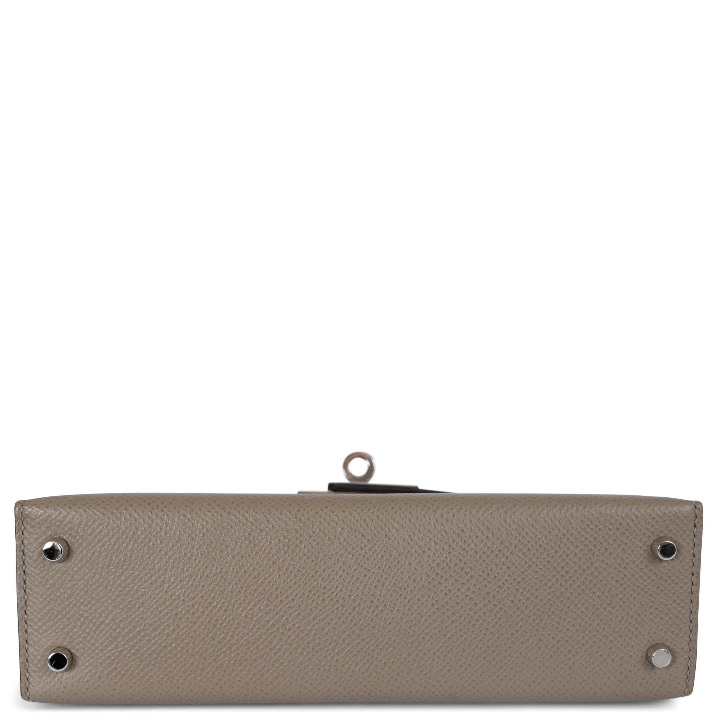 HERMES Aspahlt grey Epsom leather MINI KELLY 20 SELLIER Bag Phw In Excellent Condition In Zürich, CH