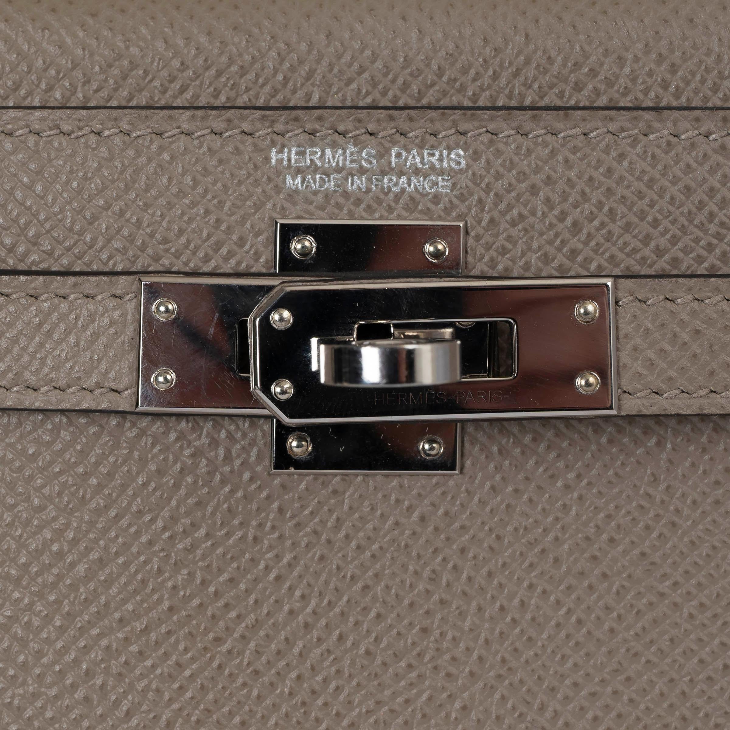 HERMES Aspahlt grey Epsom leather MINI KELLY 20 SELLIER Bag Phw 2