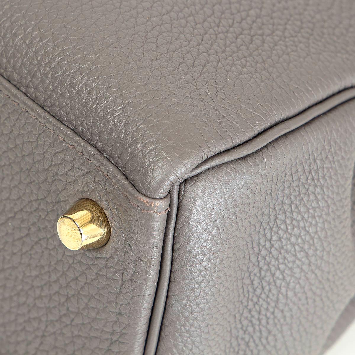 HERMES Asphalte grey Togo leather KELLY 25 RETOURNE Bag w Gold 5