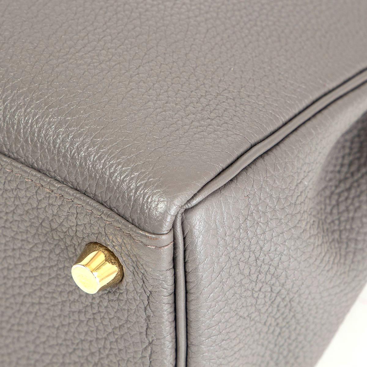 HERMES Asphalte grey Togo leather KELLY 25 RETOURNE Bag w Gold 7