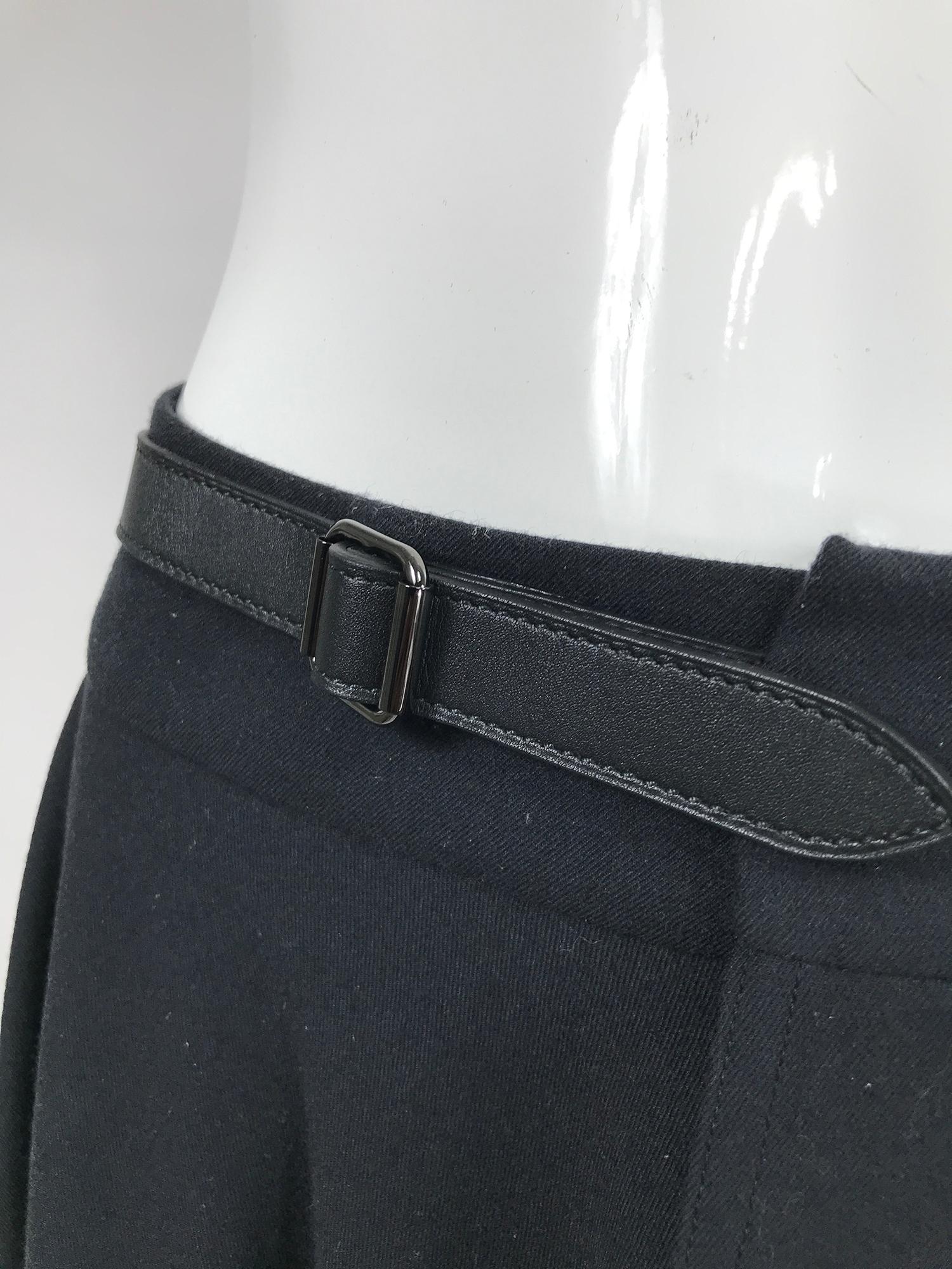 Hermès Asymmetrical Black Wool Full Circle Wrap Skirt with Leather Belt 4