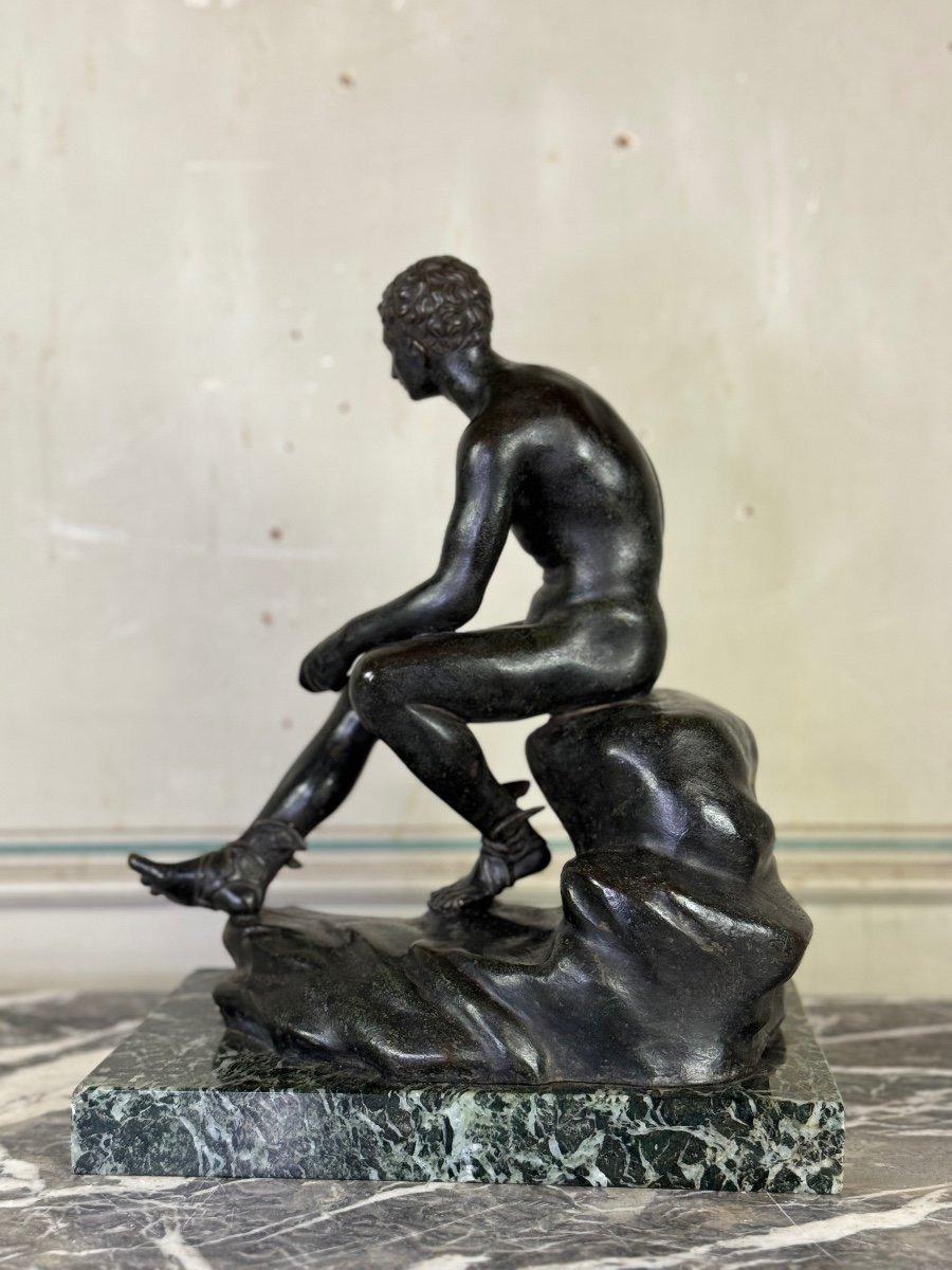 Hermès At Rest Bronze After The Antique On An Antique Green Marble Base For Sale 4