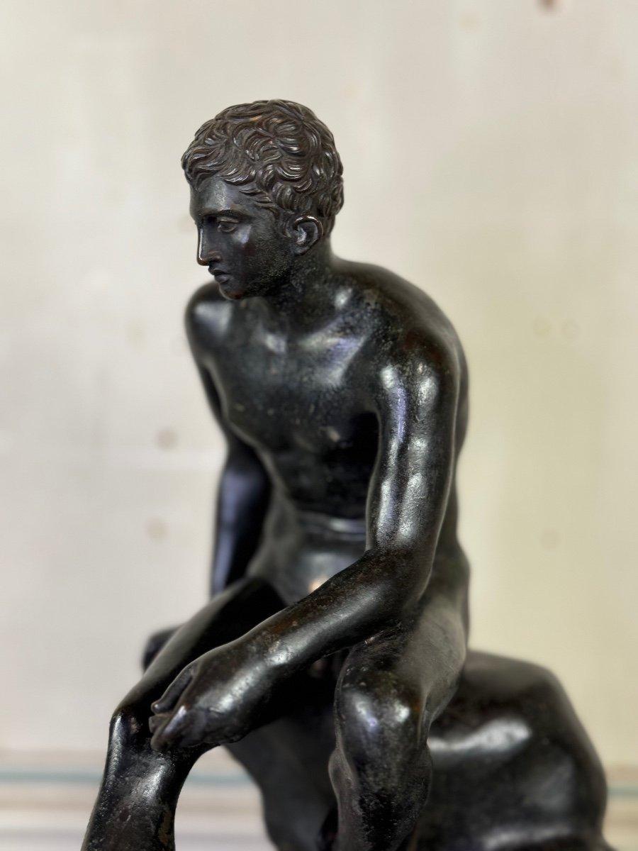 Hermès At Rest Bronze After The Antique On An Antique Green Marble Base For Sale 5