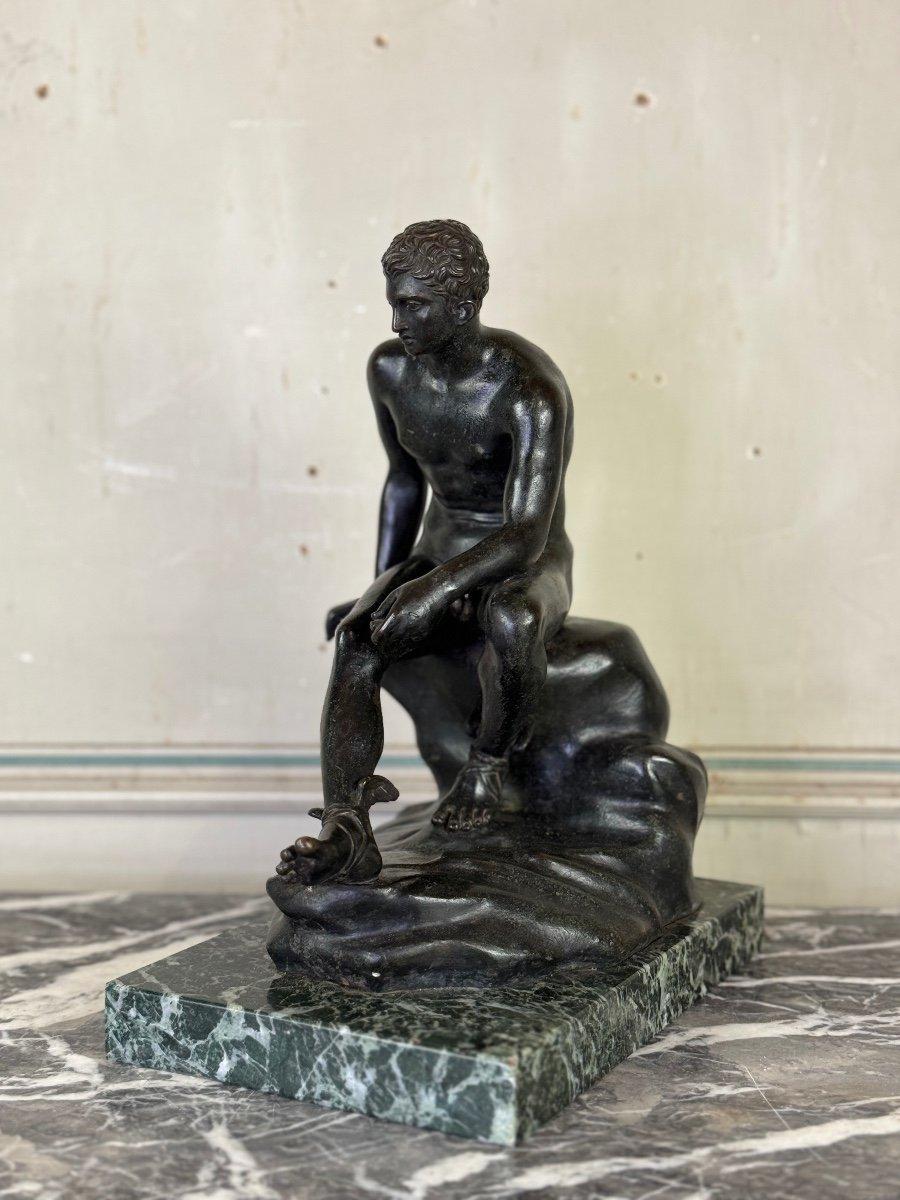 Hermès At Rest Bronze After The Antique On An Antique Green Marble Base For Sale 6