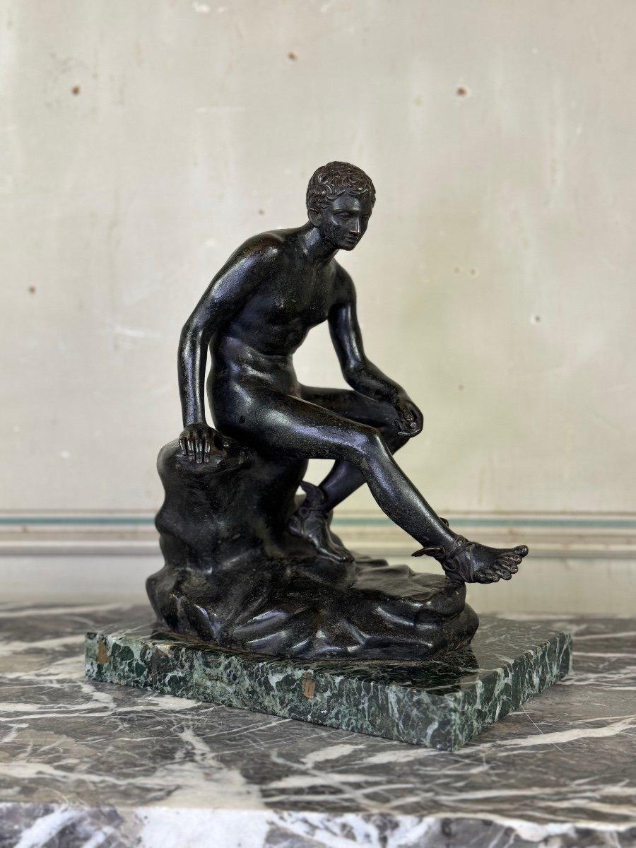 Hermès At Rest Bronze After The Antique On An Antique Green Marble Base For Sale 7