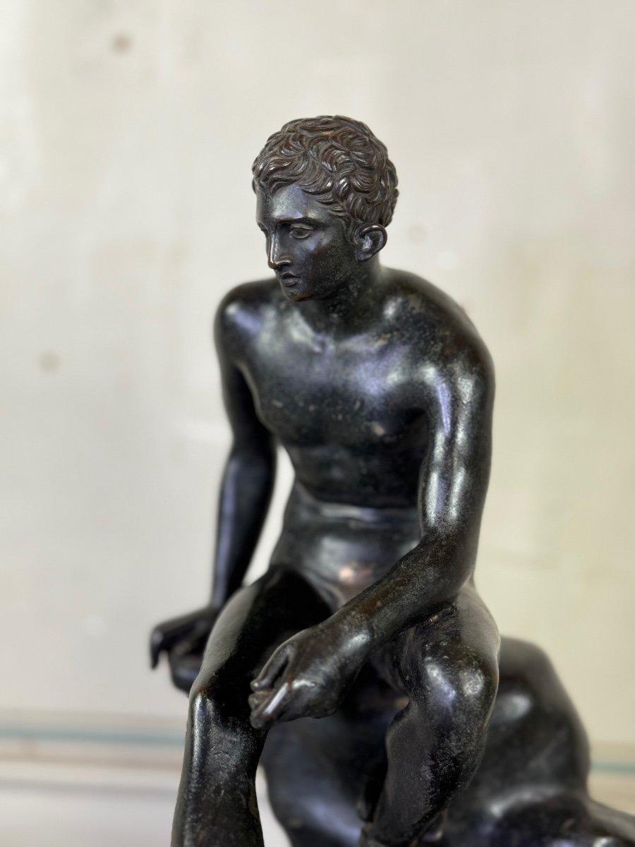 Hermès At Rest Bronze After The Antique On An Antique Green Marble Base In Excellent Condition For Sale In Honnelles, WHT