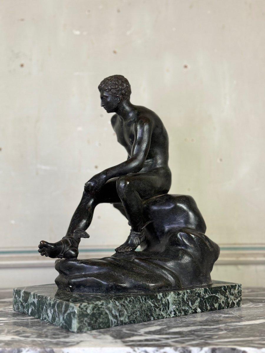 19th Century Hermès At Rest Bronze After The Antique On An Antique Green Marble Base For Sale