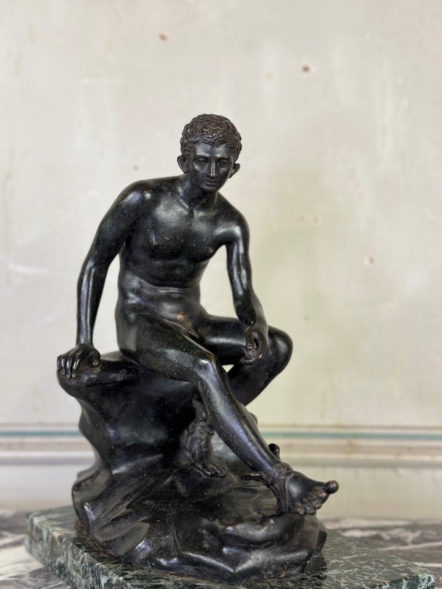 Hermès At Rest Bronze After The Antique On An Antique Green Marble Base For Sale 2