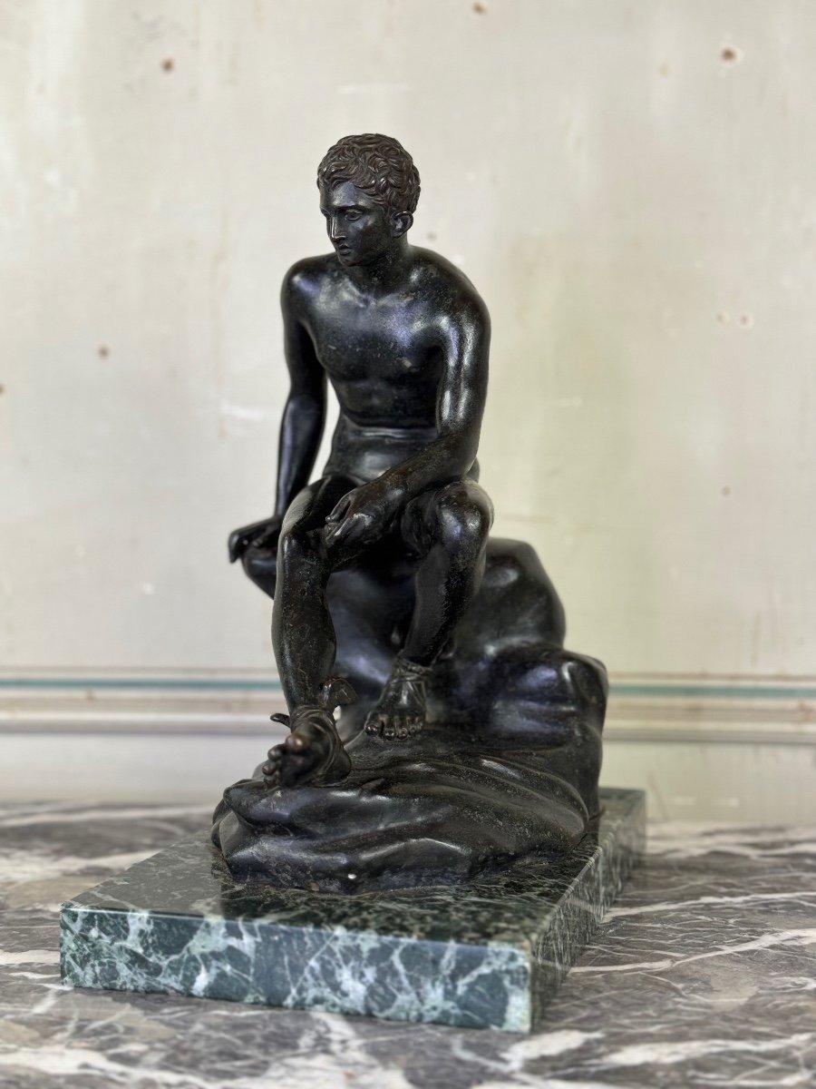 Hermès At Rest Bronze After The Antique On An Antique Green Marble Base For Sale 3