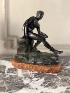 Hermes in Ruhestellung, Grand Tour Bronze, schwarz und grün patiniert, 19.