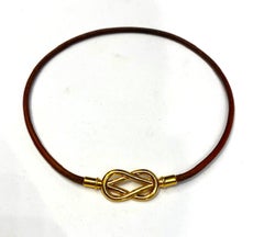 Hermes Atame Leather & Gold Knot Necklace