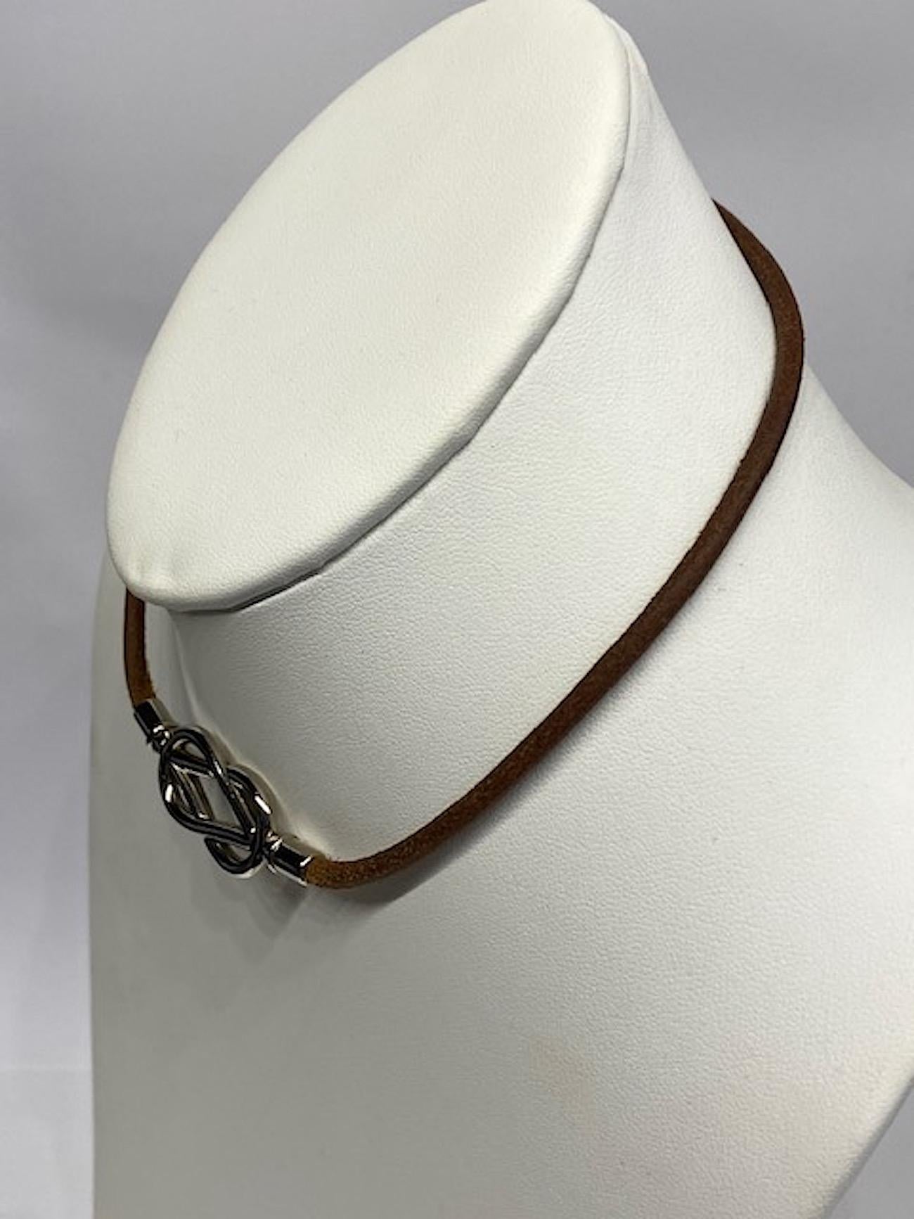 Hermes Atame Leather Knot Necklace In Good Condition In New York, NY