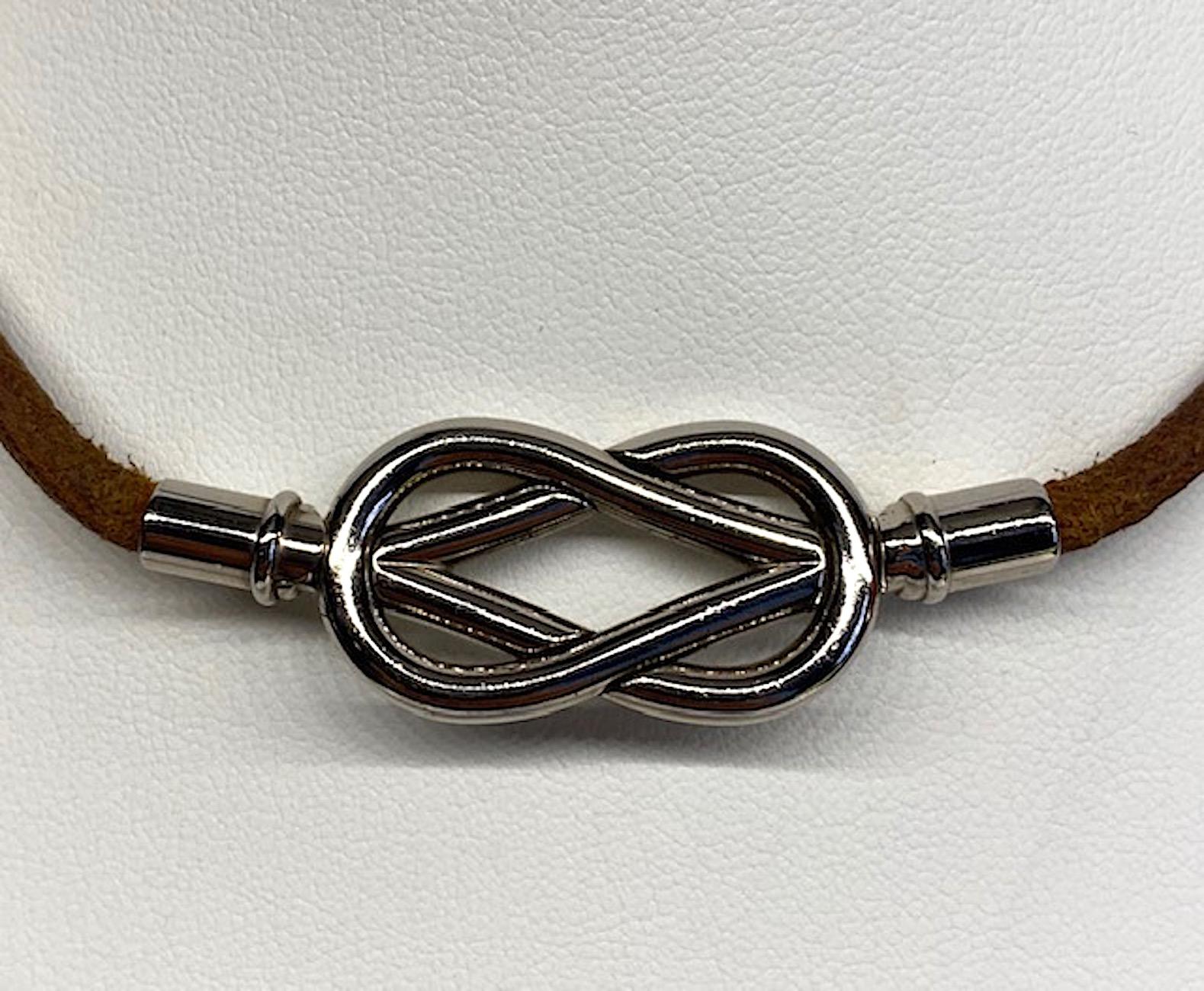 Women's or Men's Hermes Atame Leather Knot Necklace