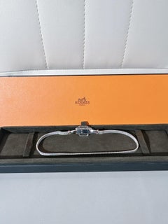 Hermès Attelage d'Or 18K White Gold Diamond Pavé Ribbon Tour Double Bracelet