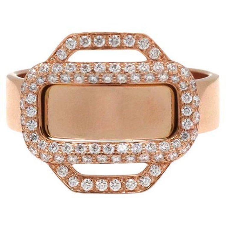 Hermès 'Attelage D'Or' Roségold Diamantring, kleines Modell