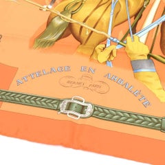 Hermes Attelage en Arbalète Orange Silk Scarf 90