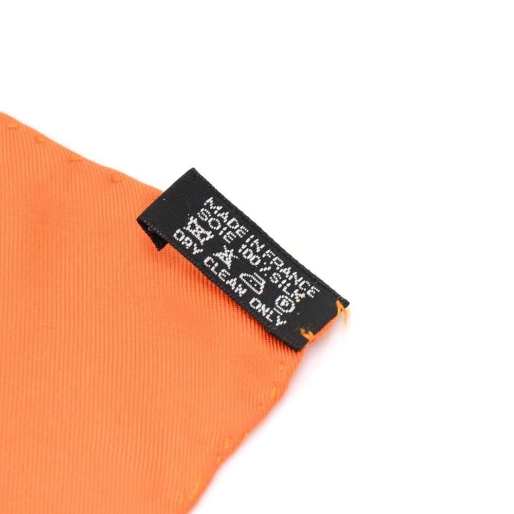Hermes Attelage en Arbalète Orange Silk Scarf 90  In Excellent Condition For Sale In Fukuoka, Kyushu