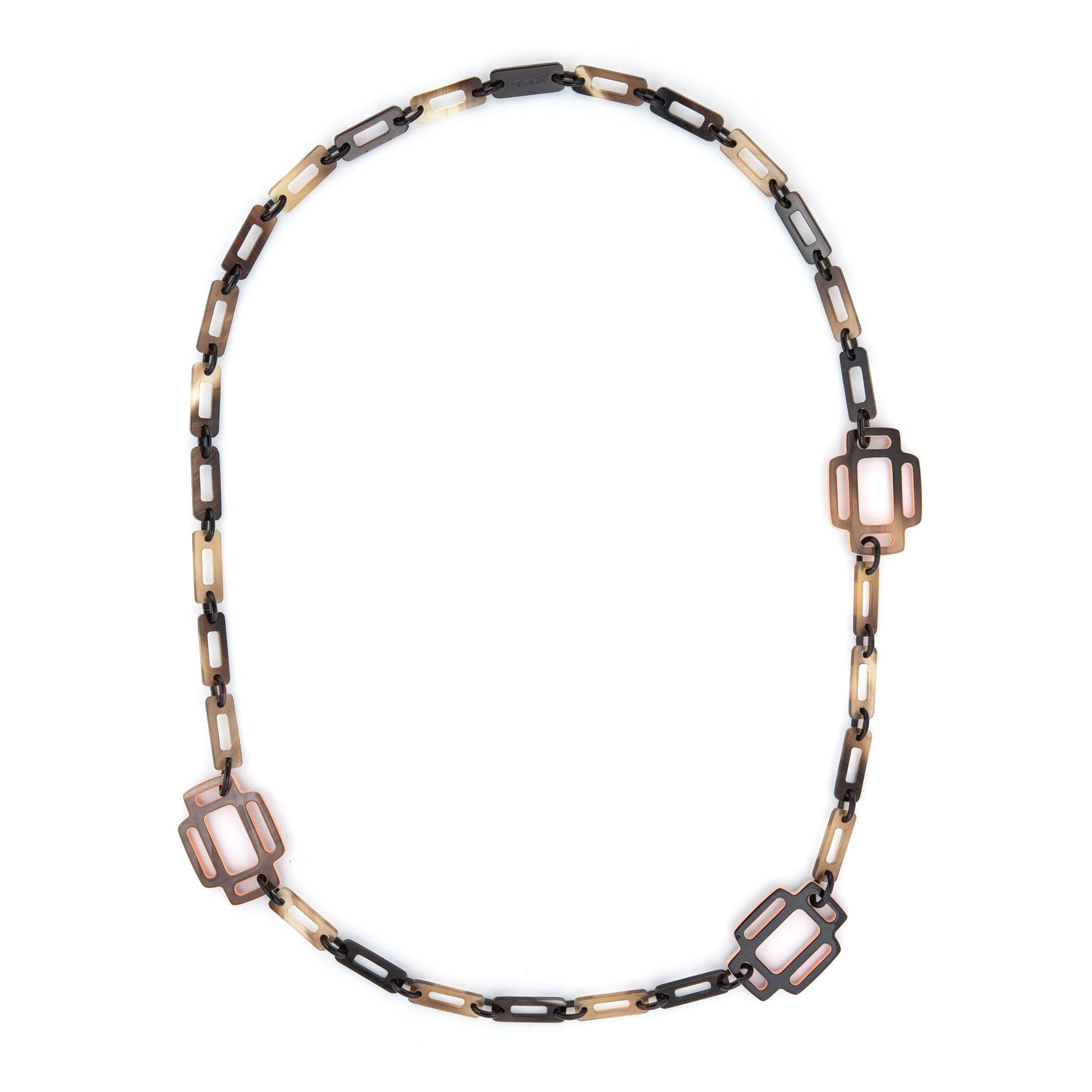 Moderne Hermes - Collier de corne Attelage Laque Pêche Long 36