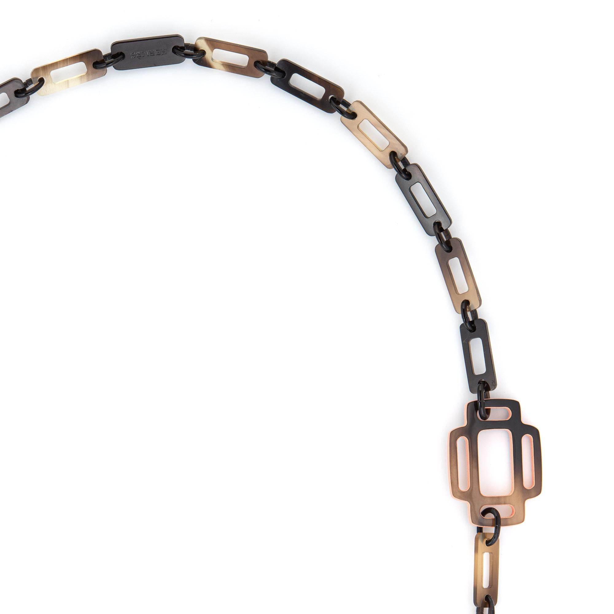 Hermes - Collier de corne Attelage Laque Pêche Long 36