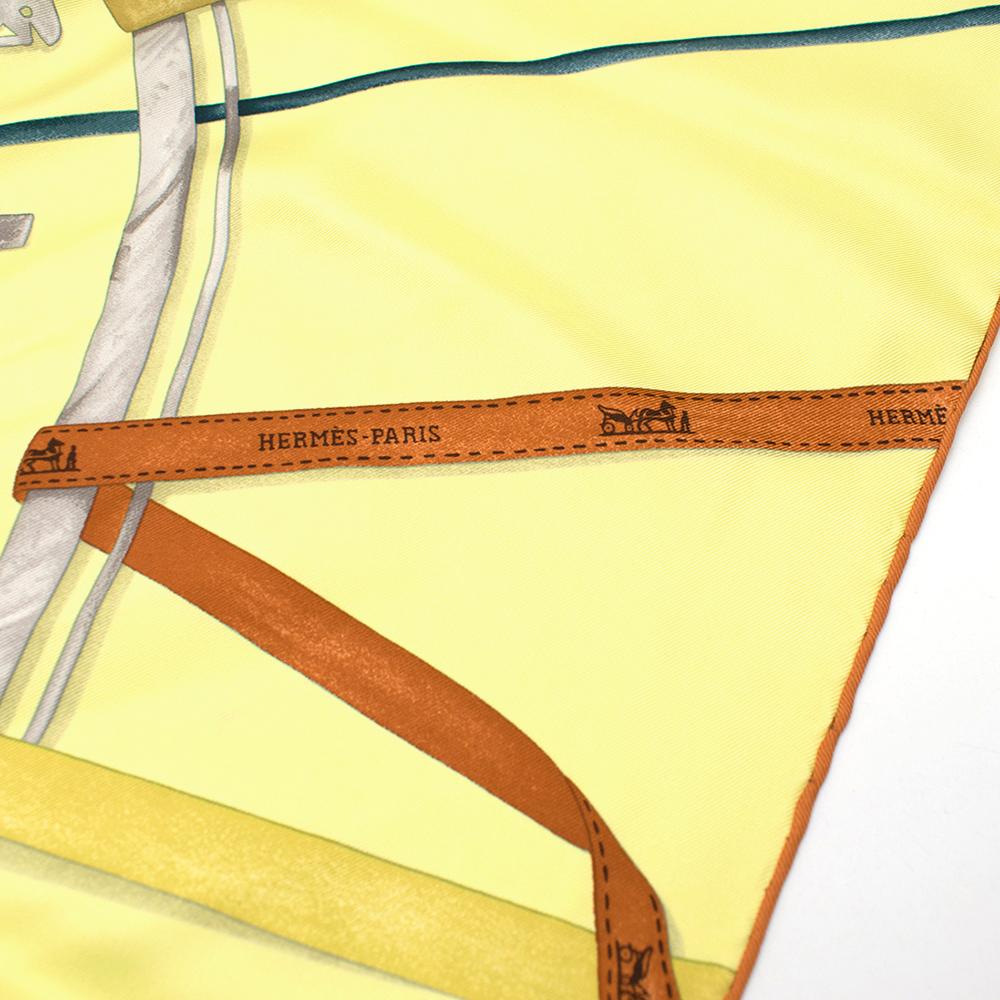 Orange Hermes Attrape Tes Reves Light-Yellow Silk Scarf