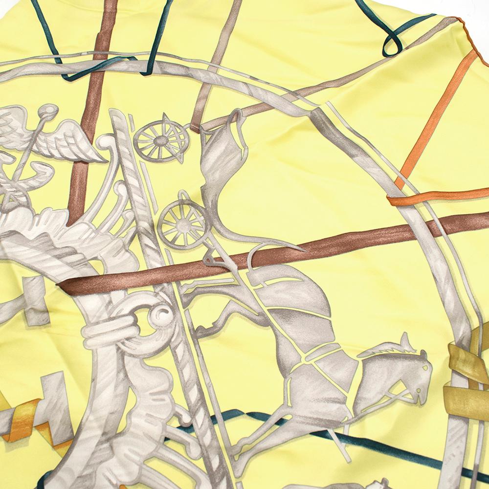 Hermes Attrape Tes Reves Light-Yellow Silk Scarf   1