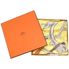 Hermes Attrape Tes Reves Light-Yellow Silk Scarf  