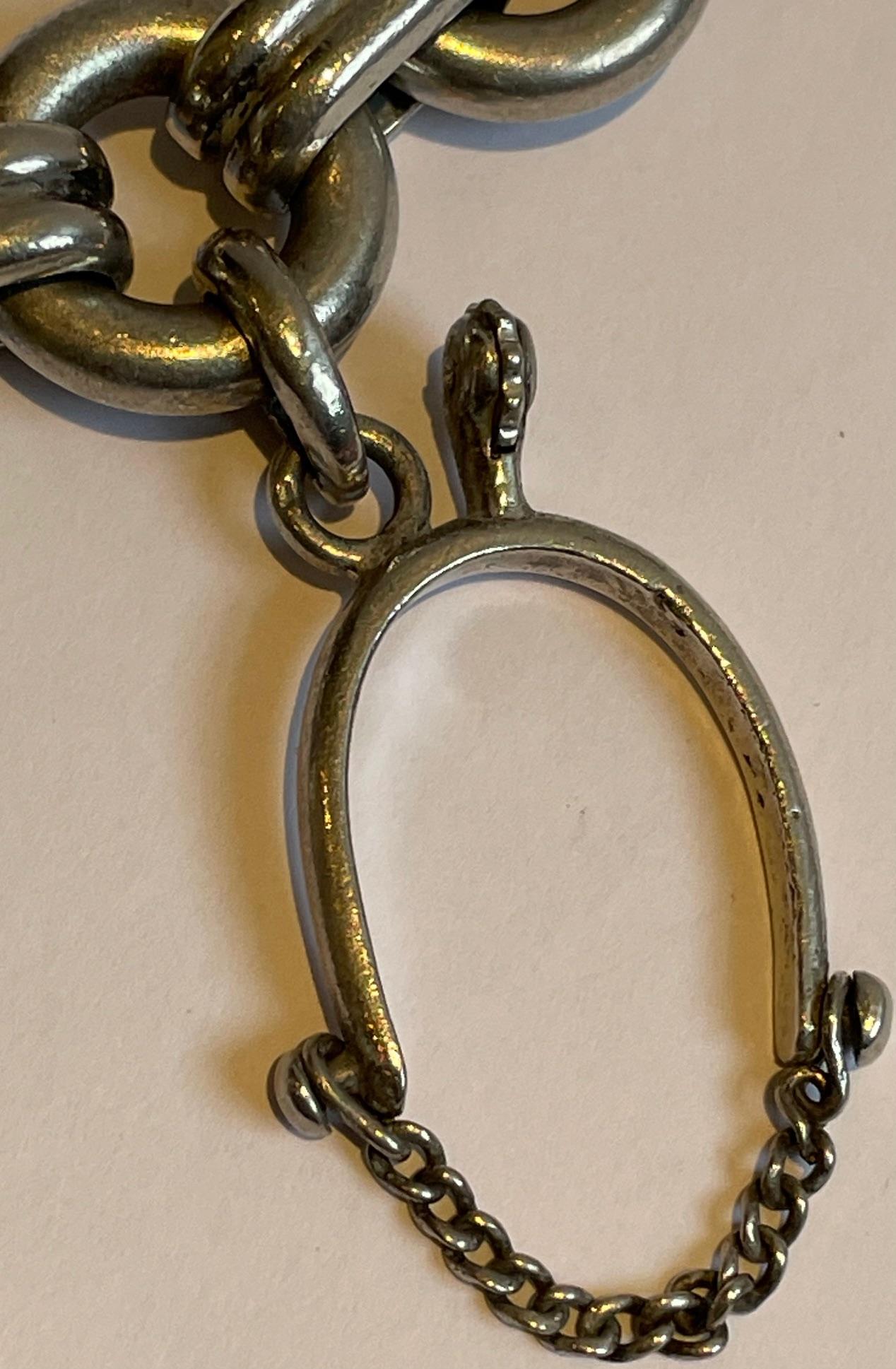 HERMÈS ATTRIBUTED Rare Horse Equine Silver Charm Bracelet C.1950 1