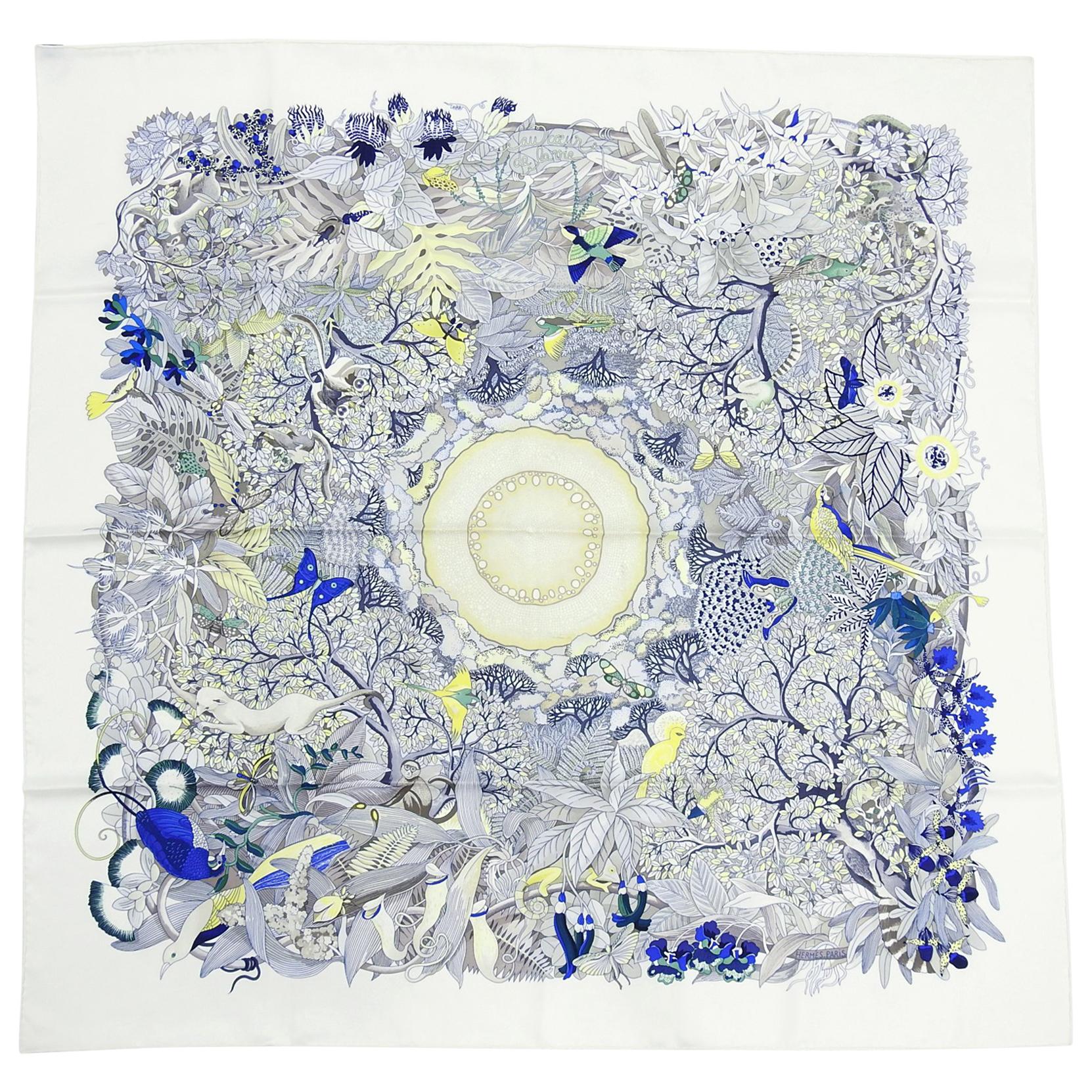 Hermes Au Coeur de la Vie Silk Twill 90cm Scarf in Box