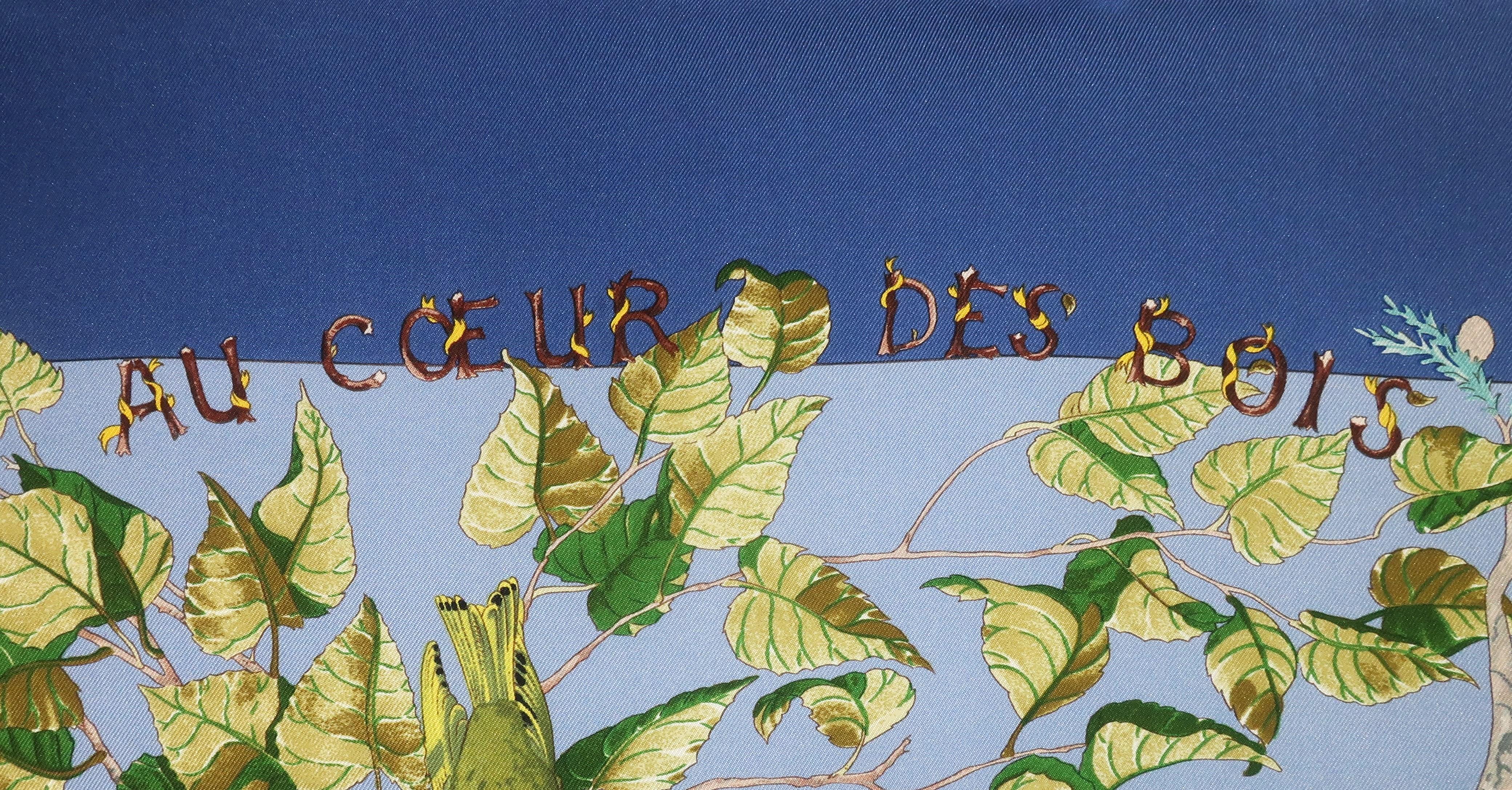 Hermes 'Au Coeur Des Bois' Silk Scarf, 1990's In Excellent Condition In Atlanta, GA