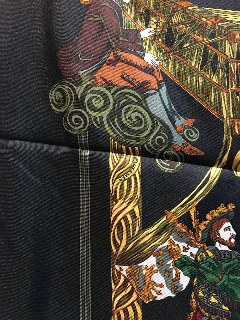 Women's or Men's Hermes Au Fin de la Soie Silk Scarf in Black