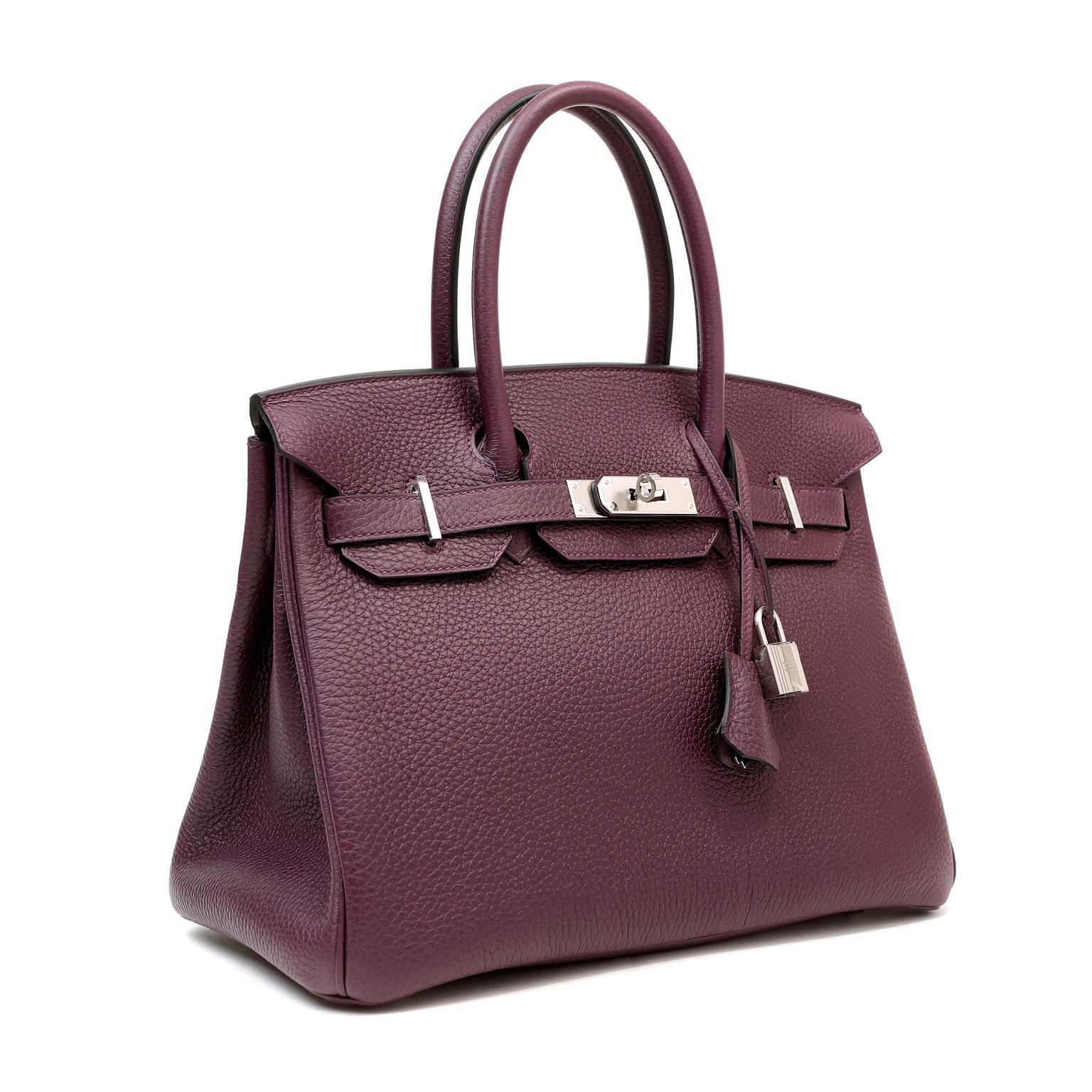 Black Hermès Aubergine Togo Leather 30 cm Birkin Bag 2022 For Sale