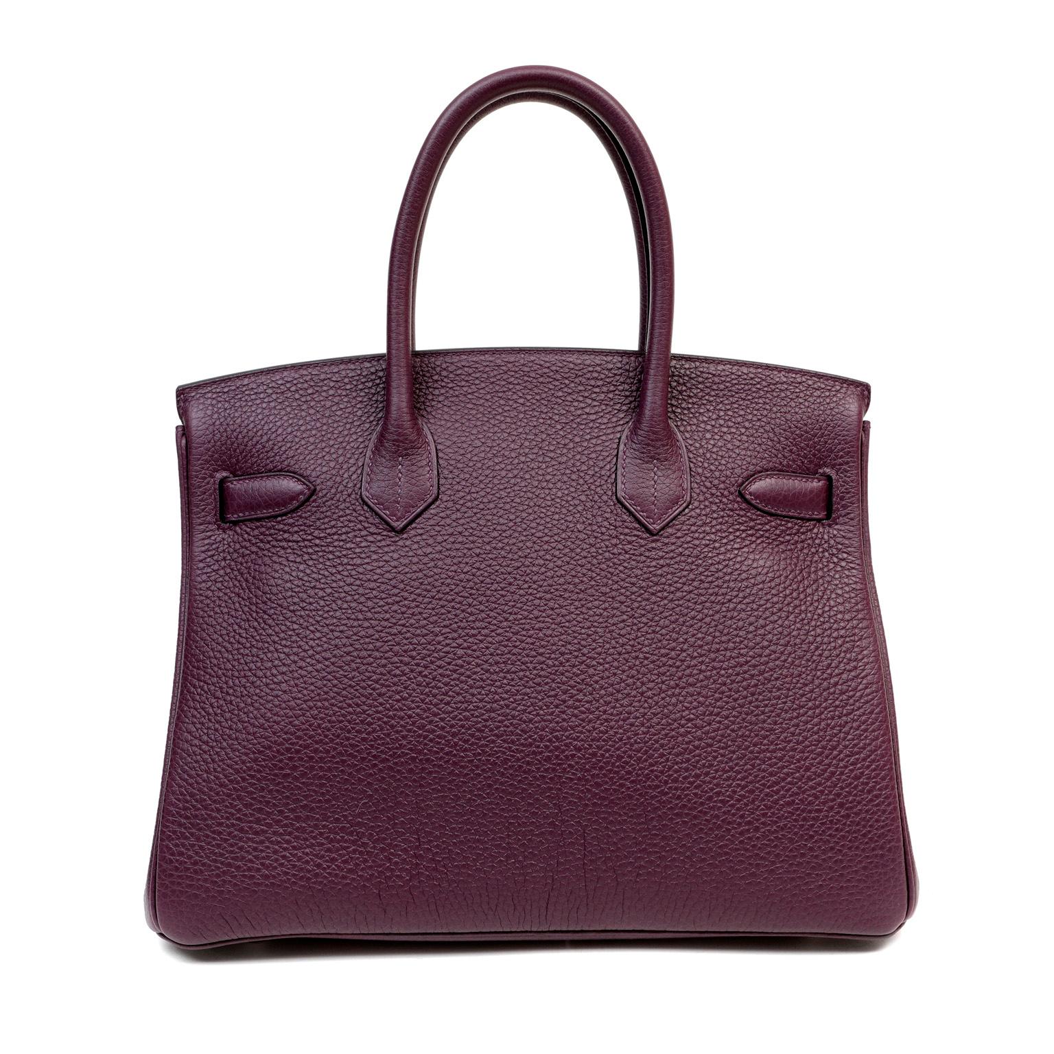 Hermès Aubergine Togo Leather 30 cm Birkin Bag 2022 In New Condition For Sale In Palm Beach, FL