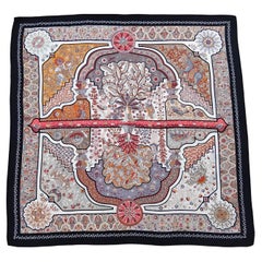 Hermès Aux Portes du Palais Pañuelo de seda de cachemira de la India Schawl Christine Henry 54'