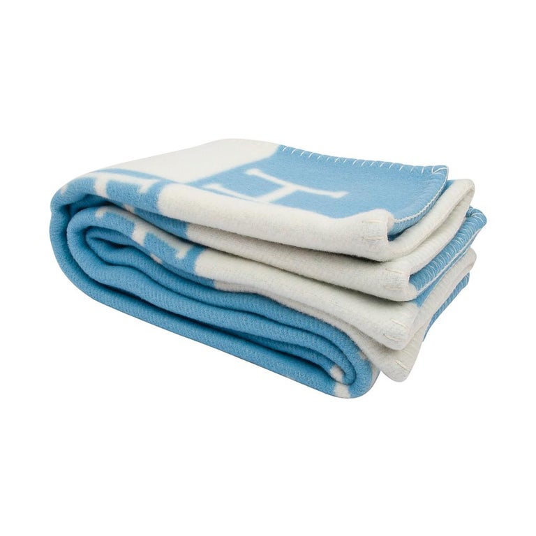 Hermes Avalon Baby Blanket Blue Genievre and Blanc New at 1stDibs