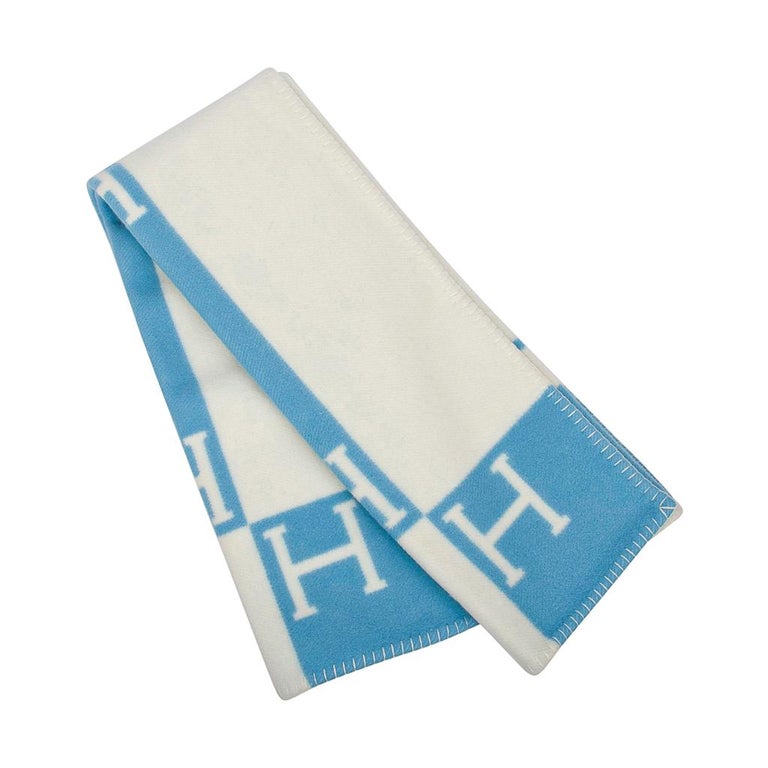 Hermes Avalon Baby Blanket Blue Genievre and Blanc New at 1stDibs