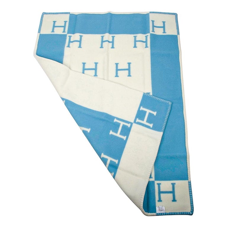 Hermes Avalon Baby Blanket Blue Genievre and Blanc New at 1stDibs