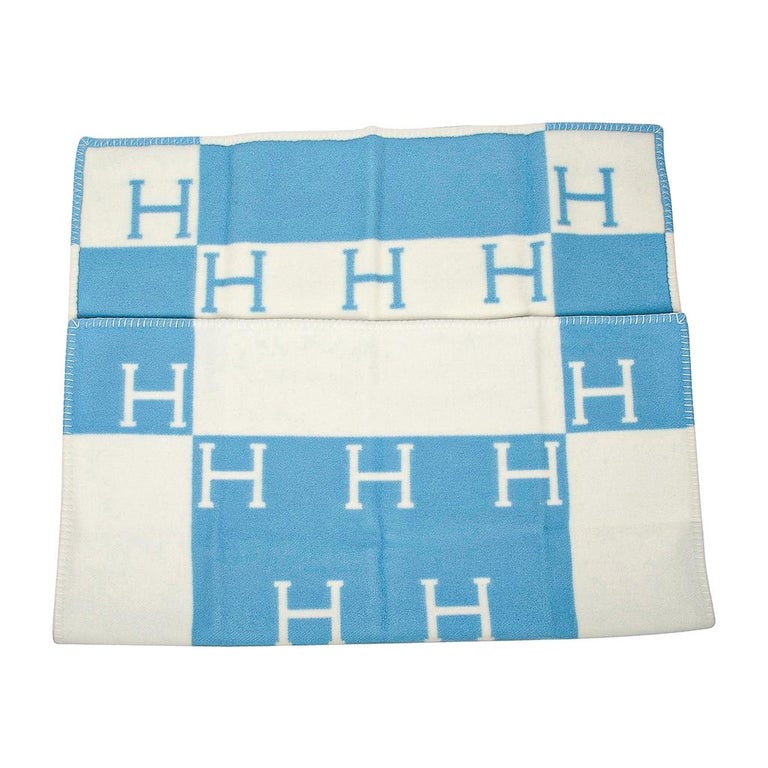 Hermes Avalon Baby Blanket Blue Genievre and Blanc New at 1stDibs