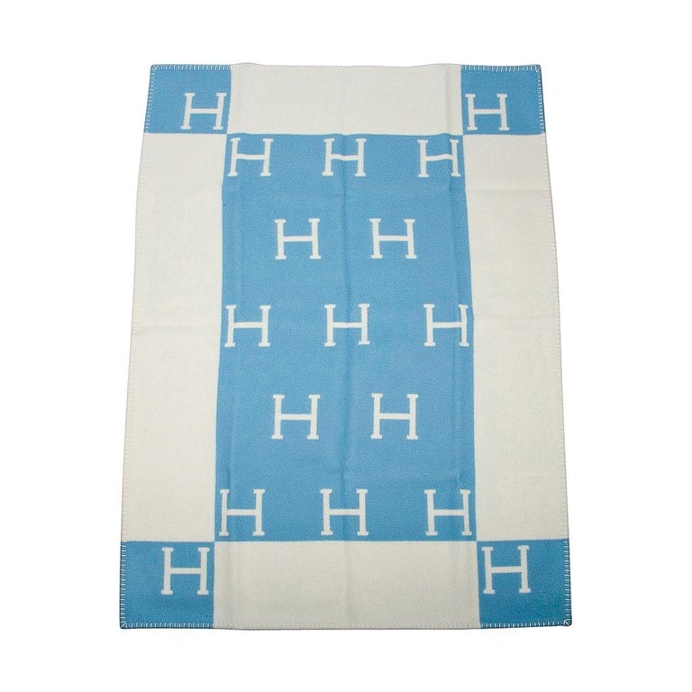 Hermes Avalon Baby Blanket Blue Genievre and Blanc New at 1stDibs