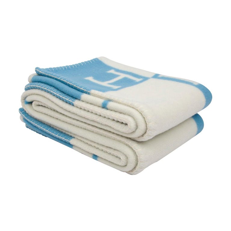 Hermes Avalon Baby Blanket Blue Genievre and Blanc New at 1stDibs