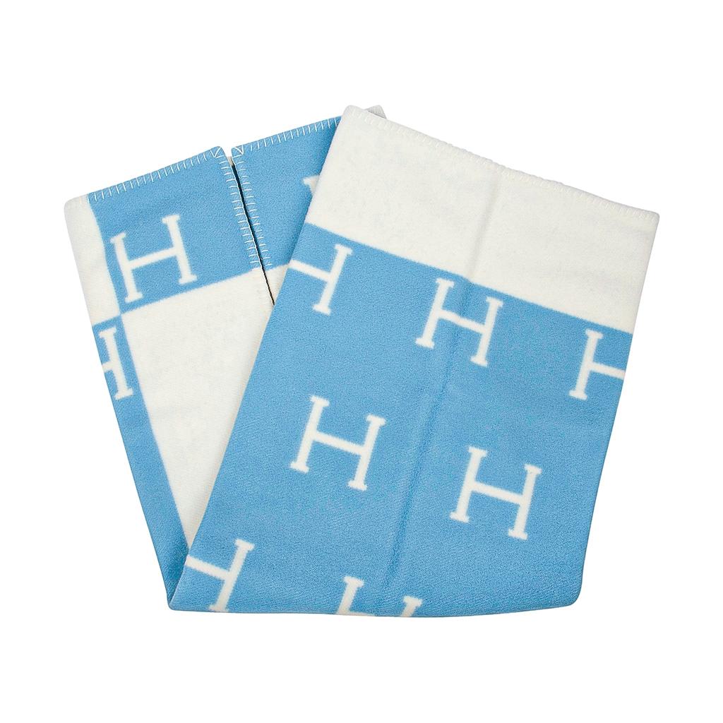 Hermes Avalon Baby Blanket Blue Genievre and Blanc New 2