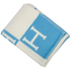 Hermes Avalon Baby-Decke blau Genievre und Blanc Neu