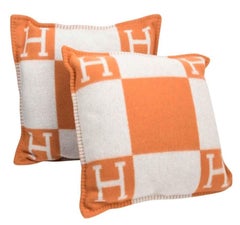 Hermes Avalon Blanket Wool Cashmere w/Matching Pillow Set