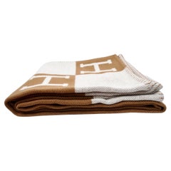 Hermes Avalon Camel & Ecru Wool & Cashmere Blend Throw Blanket