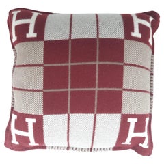 Hermes Avalon III cushion, small model Ecru Red H Merino Wool And Cashmere