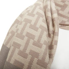 HERMES Avalon Nepal: sciarpa-coperta in maglia di lana e cashmere con intarsio grigio e logo monogramma