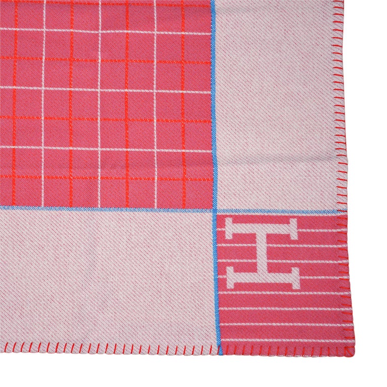 Hermes Avalon PassePasse Baby Blanket Pink / Orange / Blue New For