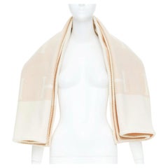 HERMES Avalon signature monogram jacquard merinos wool cashmere throw blanket